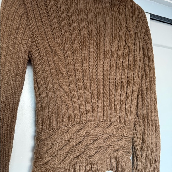Handmade Handknit Brown Cable Knit Women's Sweater - Picture 6 of 6